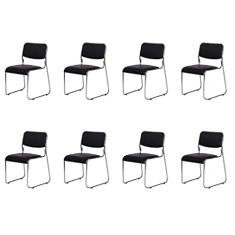 Conjunto 8 Cadeiras Para Escritório Fixa Interlocutor Dubai Or Design Preto