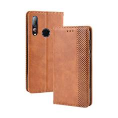 Capa para HTC Desire 19 Plus, carteira de couro com suporte flip para HTC Desire 19 Plus, capa magnética retrô para celular, capa carteira com compartimentos para cartão