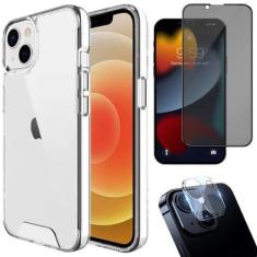 Kit Capa Capinha Transparente + Película 3D Vidro Privacidade + Pelícu