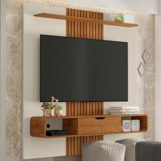 Painel para TV até 65 Polegadas 1 Porta Lisboa Bechara, Off White/Natu