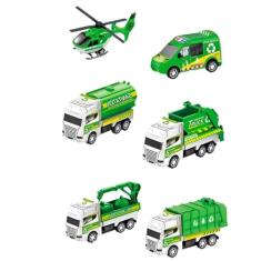 Carrinhos Helicóptero Brinquedo Conjunto 6 Un Miniaturas (Verde)