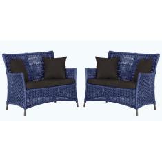 2 Sofás Área Externa Igapó Alumínio Pintura Marrom Corda Náutica Estof