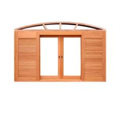 Janela Veneziana Panorâmica Arco 6 folhas em Madeira Maciça Cedro Aran