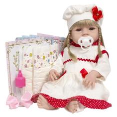 Boneca Tipo Reborn Loira Cabelo Comprido Com Vários Itens - Cegonha Re