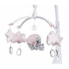 Móbile para berço musical e giratório Elefantinho Rosa - Sleepbaby Mób