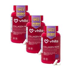 Colágeno Tipo 2 com Ácido Hialurônico Concentradas (40mg) - Suporte Ósseo e Articular - 3 potes com 60 Cápsulas cada, Vhita