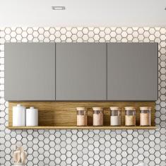 Armário Para Cozinha 3 Portas 120cm Line Kits Paraná Gris/freijó