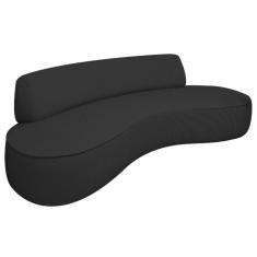 Sofá Curvo 3 Lugares Amsterdã 180cm Linho Adj Decor Preto-preto