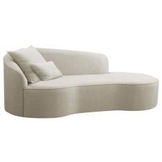 Divã Recamier Curvo Sala De Estar Recepção Inglaterra 150cm Lado Direito Bouclé Adj Decor Bege