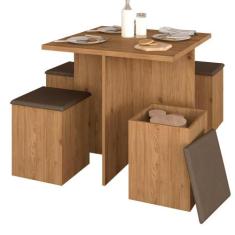 Conjunto Sala De Jantar 4 Banquetas Berlim Cinamomo - A Móveis Arapong