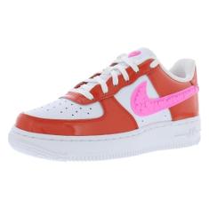 Nike Tênis infantil Air Force 1 LV8, Vermelho picante/rosa bonito/branco pell/vermelho sangrento, 18
