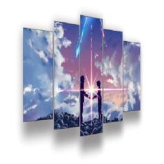 Quadro Decorativo Mosaico 5 Peças Mod466 Your Name Anime - Eco Decor