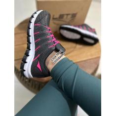 Tenis Esportivo Unissex  Academia  Caminhada Let's , 38, Preto, Pink