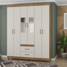 Guarda Roupa Casal com Espelho 6 Portas 2 Gavetas E2262 Araplac