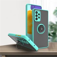 Estojo magnético à prova de choque para Samsung Galaxy A52S A52 A53 A12 A23 S20 S21 FE S22 Ultra Note 20 S10E S10 S9 Plus Suporte para anel de cobertura, azul celeste, para Samsung S21 Ultra