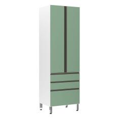 Paneleiro Torre 70Cm E Pérola Branco Com Verde Jade