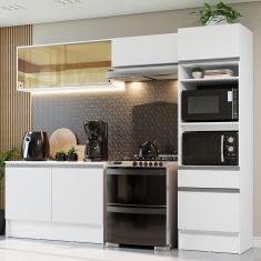 Armário De Cozinha Completa 260cm Branco Diamante Branco