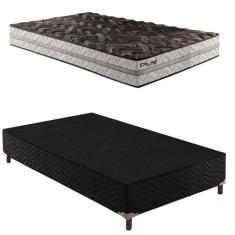 Box Solteiro Íris 42x88x188cm com Colchão Solteiro Unique D33 Plus Duoface 20x88x188cm Preto Elegancy