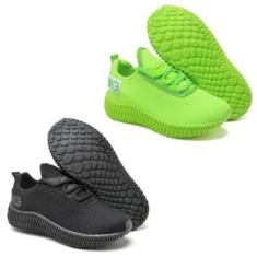 Tênis Infantil Masculino Sola Micro Expandida Cadarço Kit 2-Masculino