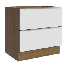 Balcão Madesa Lux 80 cm 2 Gavetas (Sem Tampo) - Rustic/Branco Veludo, 