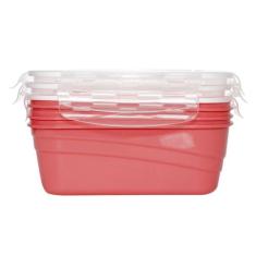 Conjunto 3 Potes Herméticos Colors 1000 Ml - Lp House, Coral
