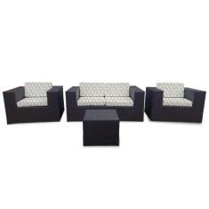 Conjunto Bora Bora Escuro - 1 Sofá 2 Lugares + 2 Poltronas + 1 Mesa de