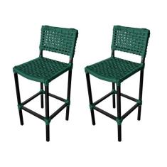 Kit 2 Banquetas Premiuim Assento Curvo França em Aluminio e Corda Naút