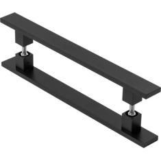 Puxador Duplo Porta Pivotante Madeira Vidro Preto 1.20 Metro - MetalCr