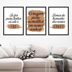 Kit 3 Quadros Decorativos Coragem para Acreditar 45x34cm - Quadros On-