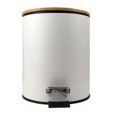 Lixeira Inox Branca 3 L Com Pedal E Tampa Bambu - Wincy, 3 l, Inox, Br