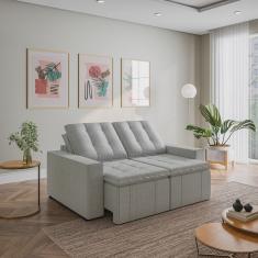 Sofá Cama Retrátil e Reclinável 3 Lugares 180cm em Linho Palmeira CabeCasa MadeiraMadeira