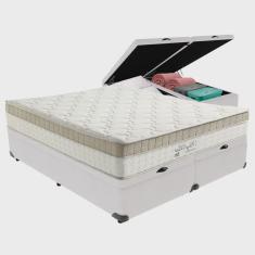 Cama Box Baú com Colchão de Molas Ensacadas Pillow In Anjos King Best Queen 158cm Branco