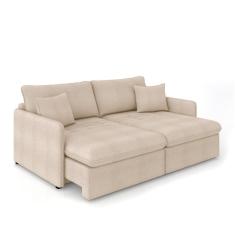 Sofá Retrátil Reclinável 4 Lugares 254cm Maili Bouclê Creme K01 - D`rossi