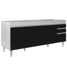 Balcão Gabinete Para Pia 180cm Sem Tampo Dallas Branco-preto - Lumil
