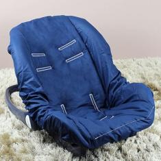 Capa de Bebê Conforto 100% Algodão - Marinho com Branco