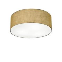 Plafon Cilíndrico Md-3005 Cúpula em Tecido 40x12cm Palha - Bivolt