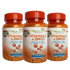 Kit 3 Vitamina C e Zinco 60 Cápsulas 500mg - NathurePro