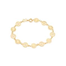 Pulseira Rommanel Banhado Ouro Berloques Redondos Vazados Lisos E Trab