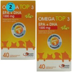 Suplemento Omega Top 3 1000mg - Cães e Gatos - Kit 2 Cx