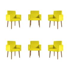 Kit 06 Cadeiras Poltronas Decorativa - Escritório - Recepção Cor:amarelo