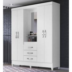 Guarda Roupa Moval Solteiro Capri Branco Rosa Flex Com Espelho