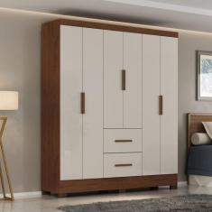 Guarda Roupa Casal Primordial Max 6 Portas de Bater 2 Gavetas - Zanzin