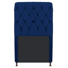 Cabeceira Estofada Cristal 90 cm Solteiro Com Capitonê Suede Azul Marinho - ADJ Decor