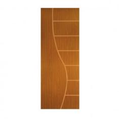 Porta de Madeira Frisada Cantareira MGM 210cmx80cm Melamínico Mogno