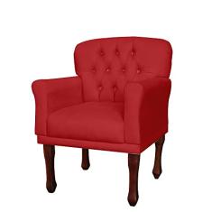 Poltrona Decorativa Anita Pés Luis XV Suede Vermelho - DS Estofados