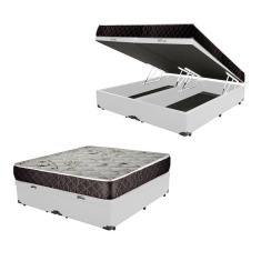 Cama Box Baú King Colchão Aylla Espuma D33 Acolchões + Box Sintético 71x193x203