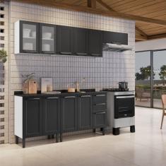 Cozinha Completa 5 Peças 11 Portas 2 Gavetas Florença Itatiaia Branco/Grafite