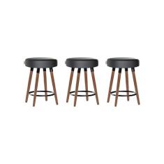 Kit 3 Bancos Moderno Pé Palito Roma Slim Asfalto 50cm