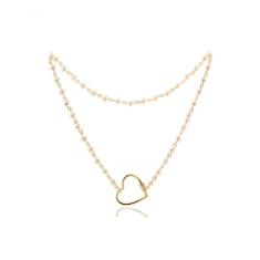 Colar De Pérola Torneada Com Fecho Em Forma De Coração [f027]