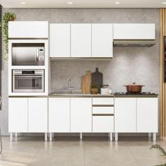 Cozinha Completa Angela 11 Portas 3 Gavetas 100% MDF Bianco Tok/Branco UV